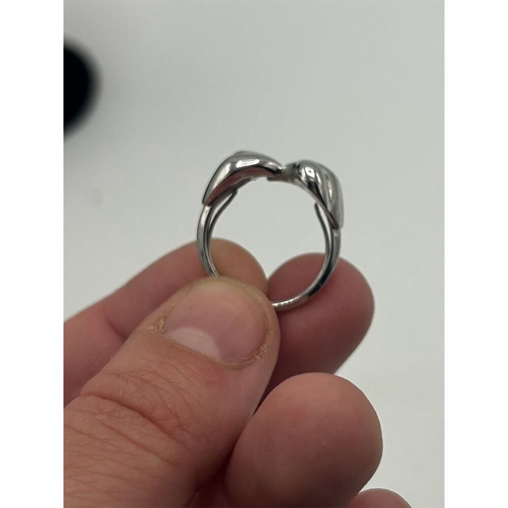 Avon Vintage Silver Tone Adjustable Heart Wrap Ring Abstract Design Size 7 - Picture 6 of 6